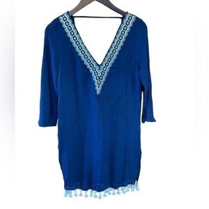 Kona‎ Sol Navy Tasel VNeck Swim Cover Up Size medium